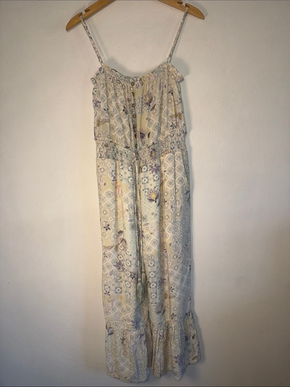 Dress Forum Cream Floral Spaghetti-Strap Jumpsuit